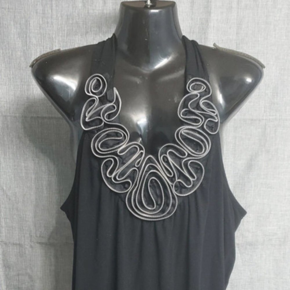 Cato Black Top Silver Embellished Collar - XL